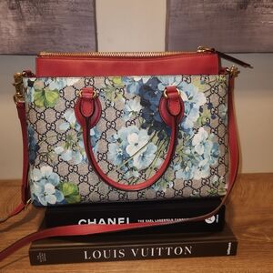 Gucci Floral Canvas and Red Leather Women's Bag